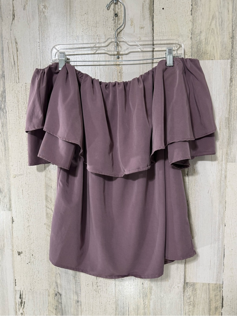 Off-Shoulder Ruffle Peasant Blouse in Dusty Mauve